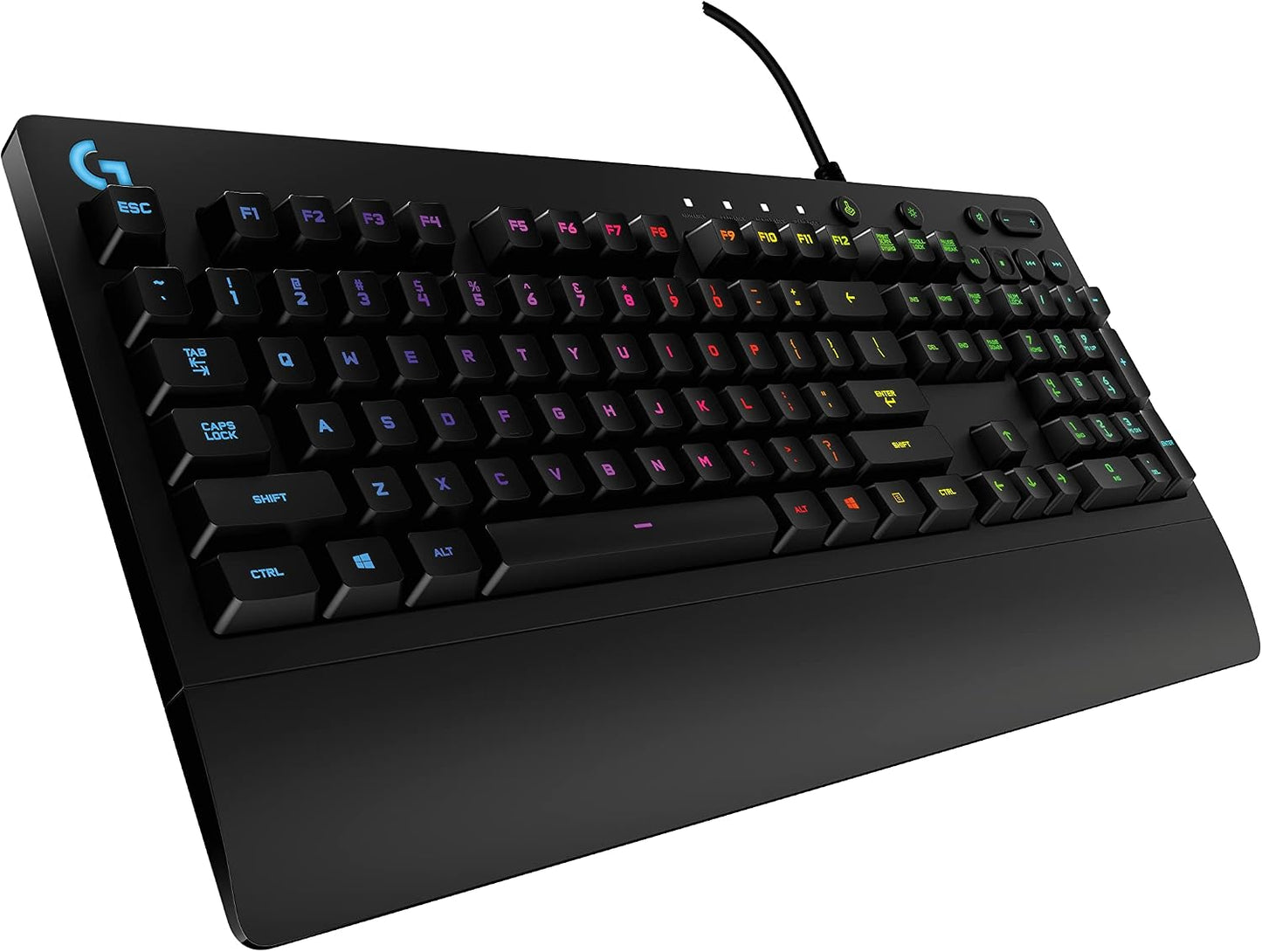 Logitech G213 Prodigy Wired RGB Gaming Keyboard - Black | Mech-Dome Keys, Palm Rest, Adjustable Feet, Media Controls, LIGHTSYNC RGB, USB, Compatible with Windows
