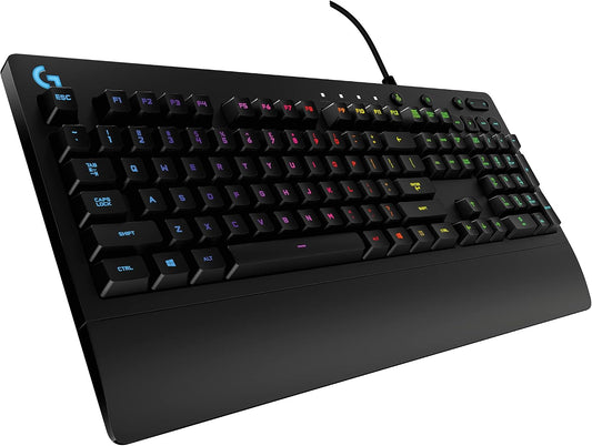 Logitech G213 Prodigy Wired RGB Gaming Keyboard - Black | Mech-Dome Keys, Palm Rest, Adjustable Feet, Media Controls, LIGHTSYNC RGB, USB, Compatible with Windows