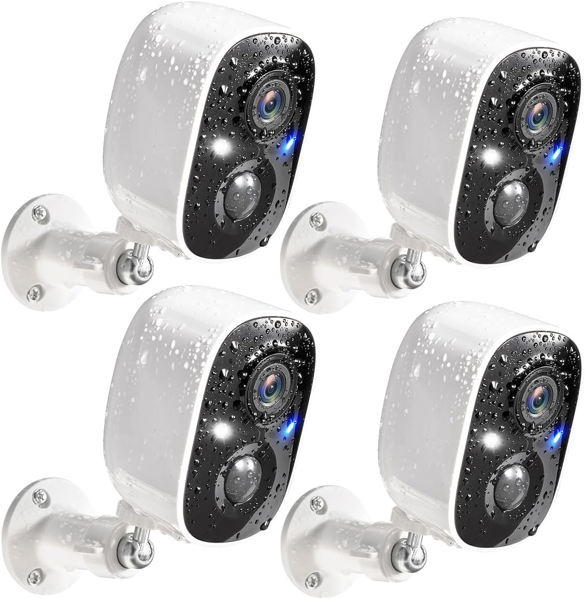 GMK 4 Pack Cameras System, Security Cameras Wireless Outdoor, 2K Video | Motion Detect Record, Color Night Vision, 2-Way Talk, IP65 Waterproof, for Indoor&Outdoor, 2.4GHz WiFi, SD/Cloud Storage