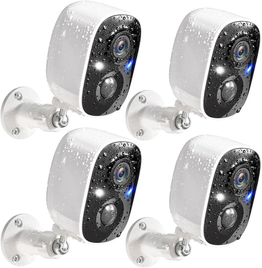 GMK 4 Pack Cameras System, Security Cameras Wireless Outdoor, 2K Video | Motion Detect Record, Color Night Vision, 2-Way Talk, IP65 Waterproof, for Indoor&Outdoor, 2.4GHz WiFi, SD/Cloud Storage