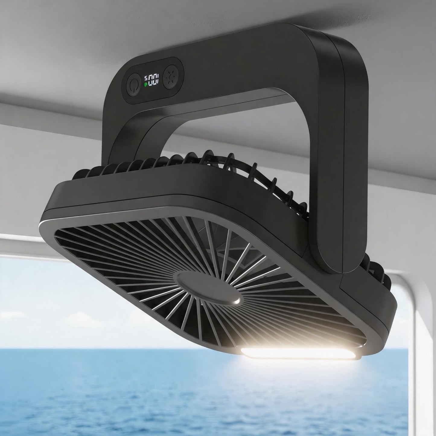 Magnetic Cruise Ship Approved Fan, 5000mAh Battery Operated Cruise Fan with 5 Speeds, Magnetically Sticks on Cabin Ceilings and Walls, Cruise Ship & Cruise Essentials 2026 - Light Black