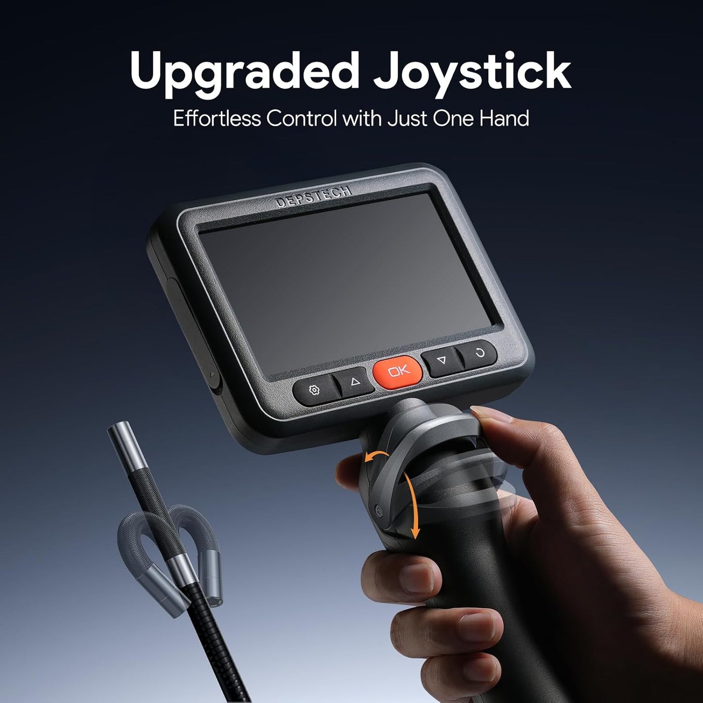 DEPSTECH 5" IPS Screen Articulating Borescope, Endoscope Camera with Light | 5FT 1080P Inspection Camera,Photos & Videos,0.24Inch 210° Two-Way Probe,32G TF Card,IP67 Waterproof for Automotive,Drain,HVAC