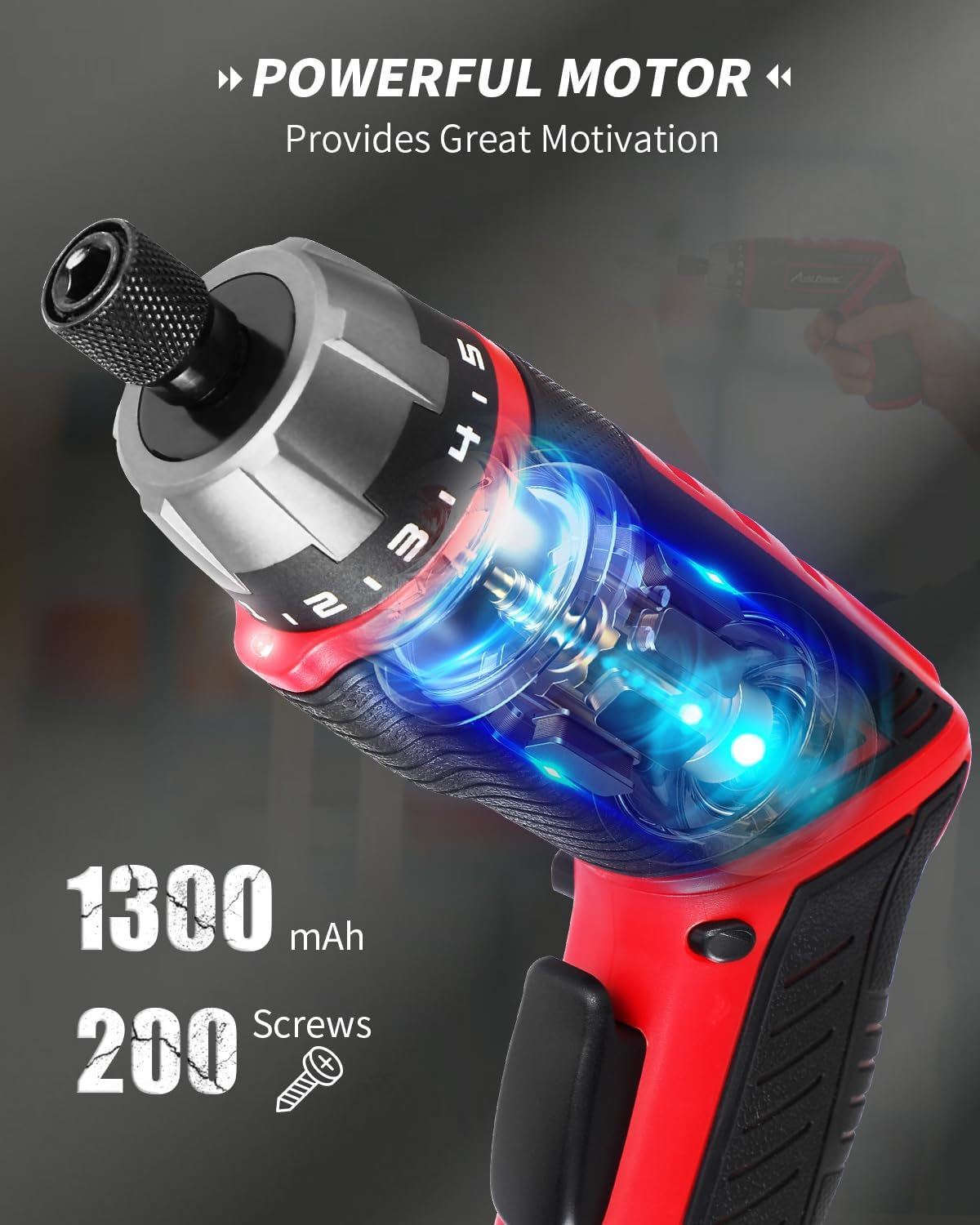 AVID POWER 4V Electric Cordless Screwdriver Set 5.65Nm 44 Bits with Case | 5.65Nm, 5+1 Torque Settings, 2-Position Handle, 44 Accessories, LED Light, for Precision Assembly & Furniture Installation