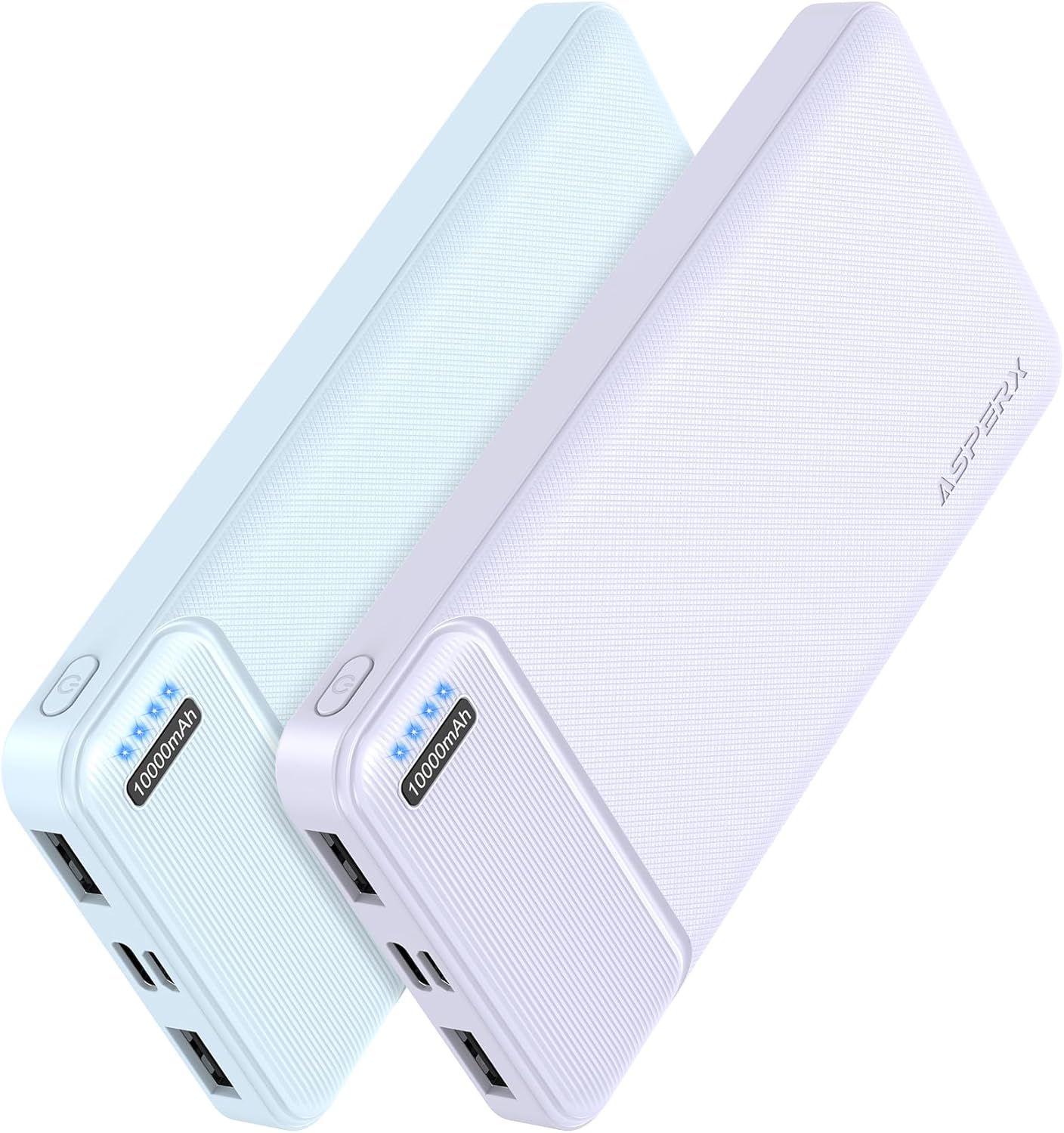 AsperX 2 Pack 10000mAh Portable Charger Dual USB Power Bank Battery Pack | Slim Portable Phone Charger , External Battery Pack for iPhone, Samsung, Google LG and Heated Vest