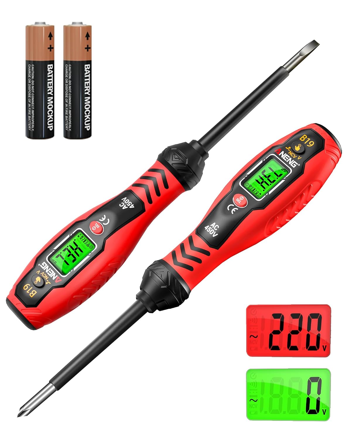 ANENG Non-Contact Voltage Tester, 2-in-1 Slotted/Crosshead Screwdriver Pen | Dual Range AC 11V/30V-1000V Electrical Tester with Live/Null Wire Detection, LCD Display, Buzzer Alarm and Breakpoint Finder