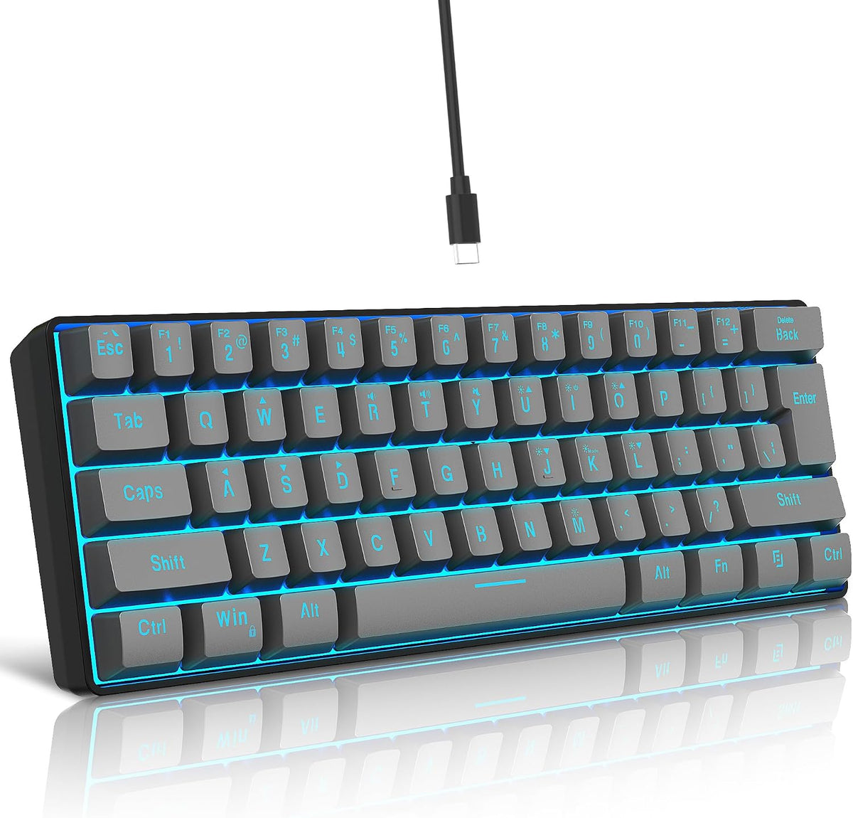 Snpurdiri 60% Wired Gaming Keyboard, 61 Keys RGB (Black)