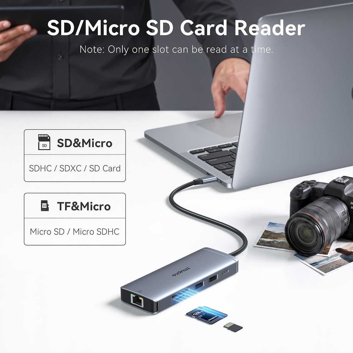 USB C Hub Ethernet USB-C Adapters for MacBook Pro/Air with HDMI 4K@60Hz