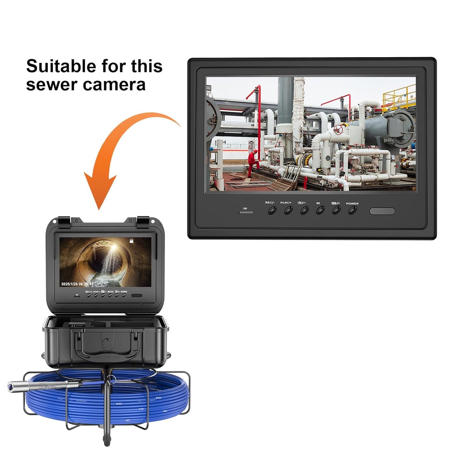 Anysun 9" Replacement Screen for Sewer Camera Mode 9DX23, High-Resolution LCD Screen, Compatible with Anysun HBUDS Pipe Inspection Cameras System-CR110-9DX23