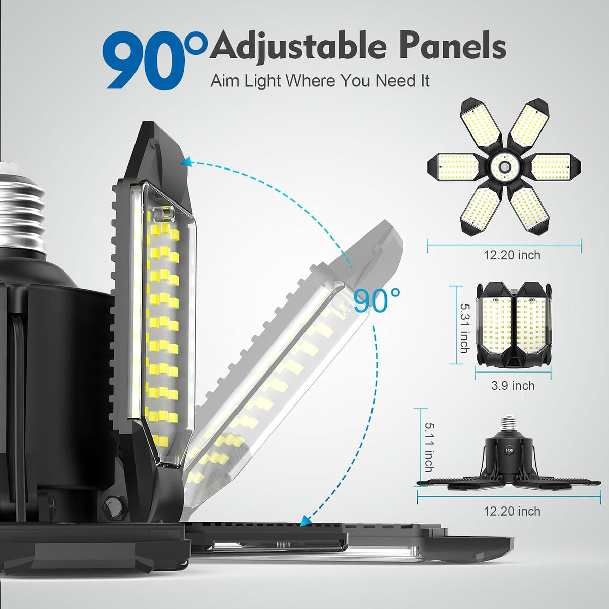 TANBABY 260W Motion Sensor Garage Lights with Remote Control, 30000LM, E26