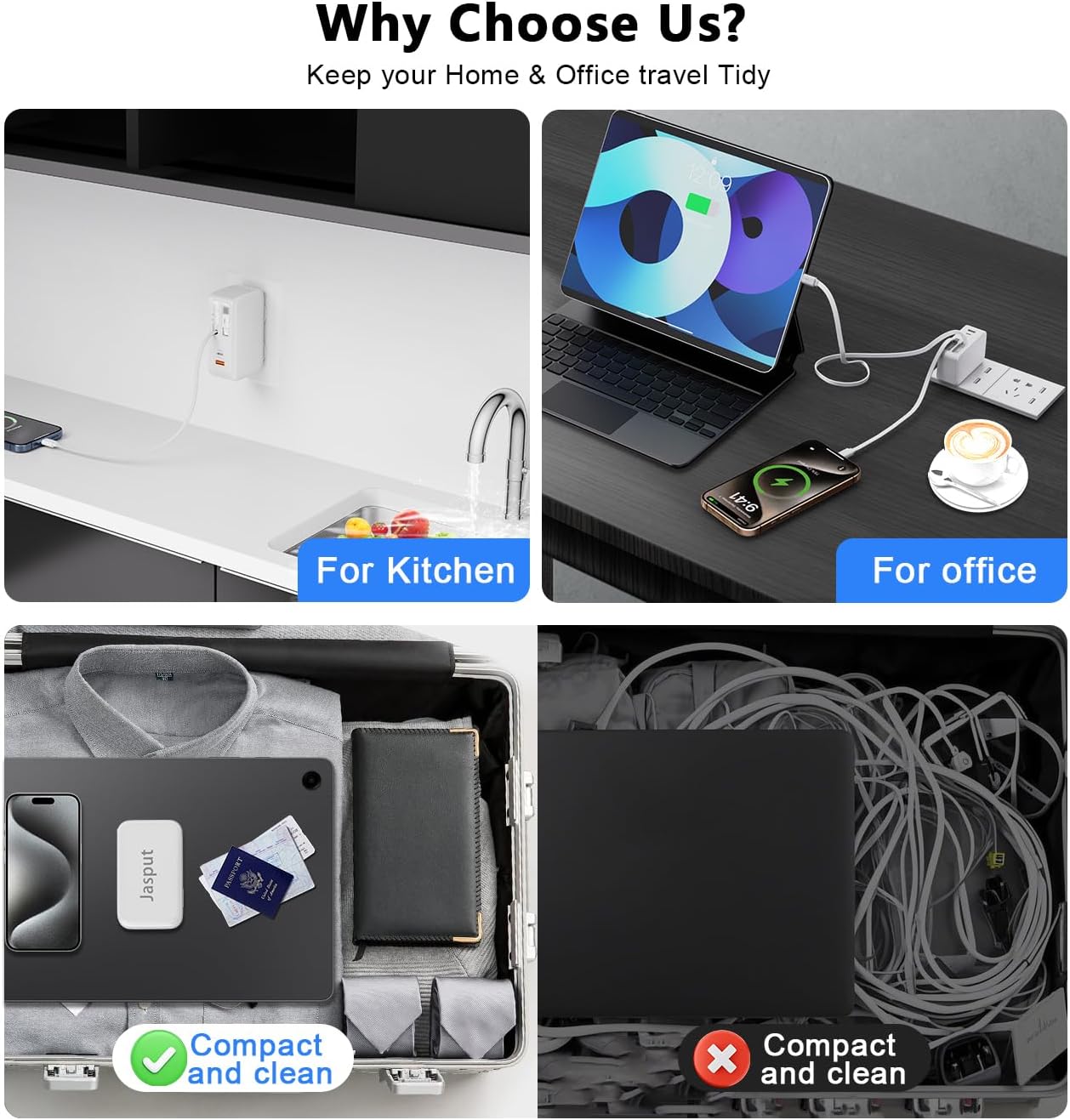 4 in 1 Retractable Wall Charger,40W Retractable Phone Charger Wall Plug | Foldable Plug,USBC & A Ports,20W USB C Chargers Block Fast Charging for iPhone 17 16 15 14 13,LG,Galaxy S25 S24 23,Pixel,LG