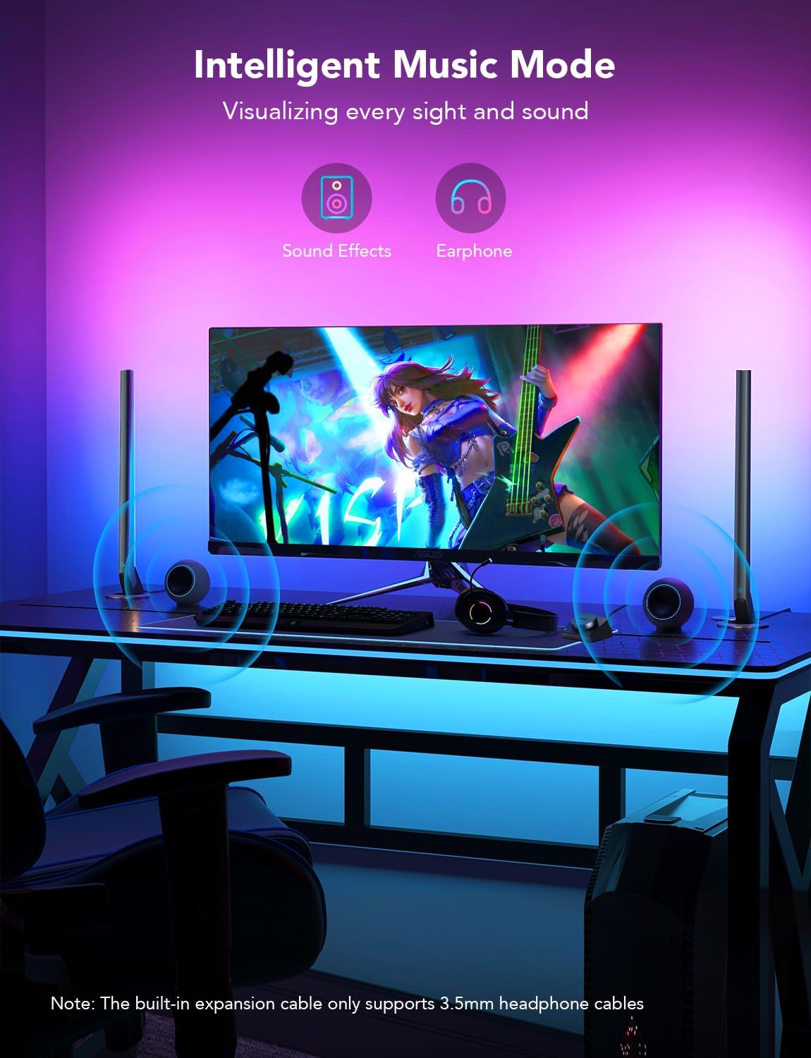 Govee RGBIC Gaming Light Bars H6047 with Smart Controller, Wi-Fi Smart LED | Gaming Lights with Music Modes and 60+ Scene Modes Built, Works with Alexa & Google Assistant, New Year Lights Decor