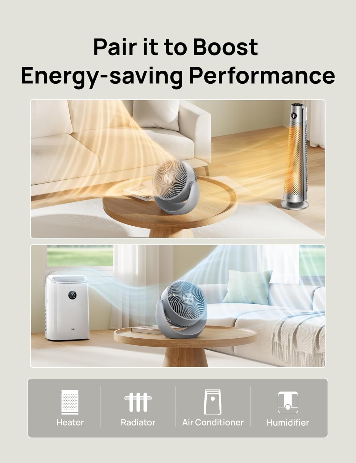 DREO Fan for Bedroom, Table Air Circulator for Whole Room, 11 Inch, 60ft Strong Airflow, 120° adjustable tilt, 20db Low Noise, Quiet, 3 Speeds, Desk Fan for Home,Office, Kitchen