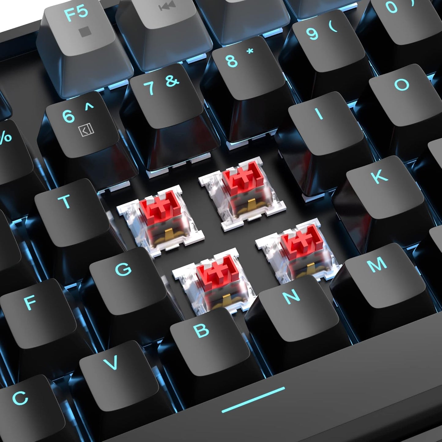 MageGee 75% Mechanical Gaming Keyboard, Red Switch, LED Blue Backlit, 87 Keys Compact TKL Wired Computer Keyboards for Windows Laptop PC Gamer - Black/Grey
