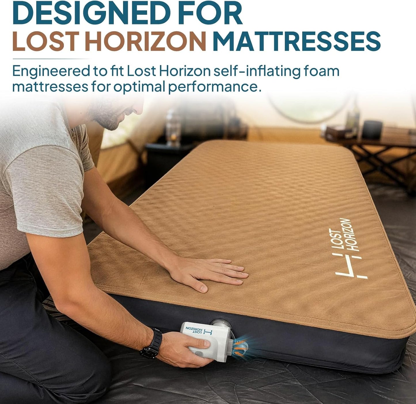 Lost Horizon Air Pump for Camping Mattresses, Inflate & Deflate | Designed for Lost Horizon Mattresses, Fast Setup & Pack-Up, Rechargeable, 4000mAh Battery
