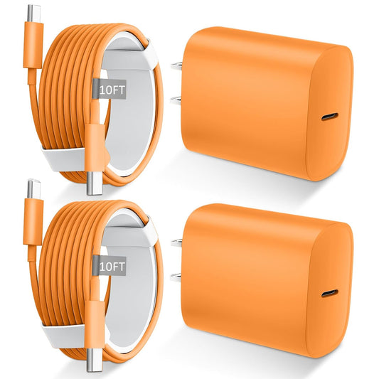 iPhone 17 16 15 Charger Fast Charging Type C Chargers USBC Fast Charger Block& iPhone 17 Charger Cord 10FT Long USB C Charging Cable for Phone 17/17 Pro/17Pro Max/Air/Phone 16 15 Pro Max,Cosmic Orange