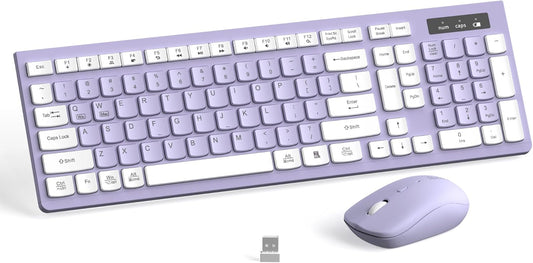 Wireless Keyboard and Mouse Combo Silent for Office and Home(Purple)