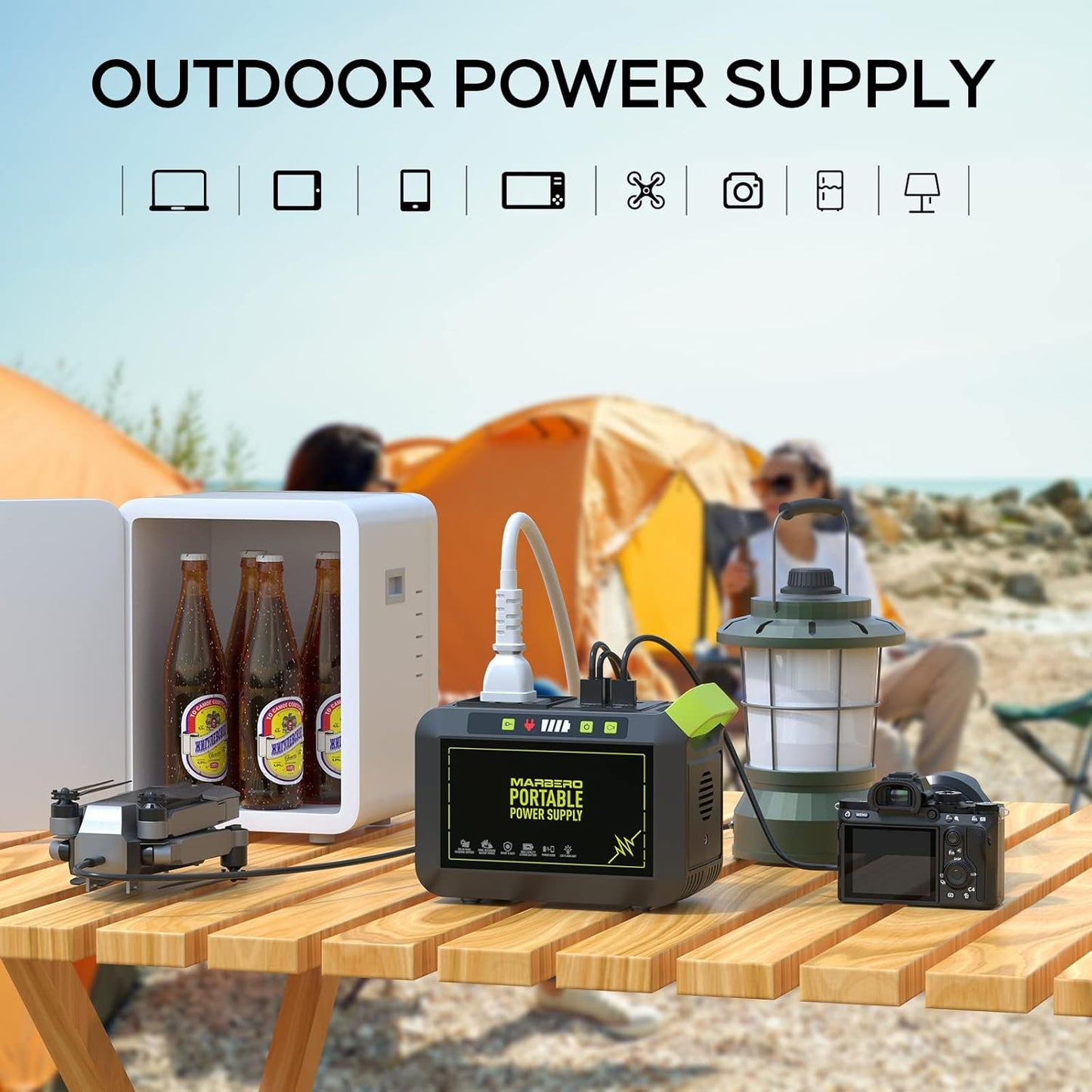 MARBERO Portable Power Station 88Wh, 120W Surge, Solar Generator 24,000mAh | Power Bank with AC Outlet 110V Portable Generator, 8 Output Ports for Camping Home Backup Outdoor Emergency Hunting Fishing