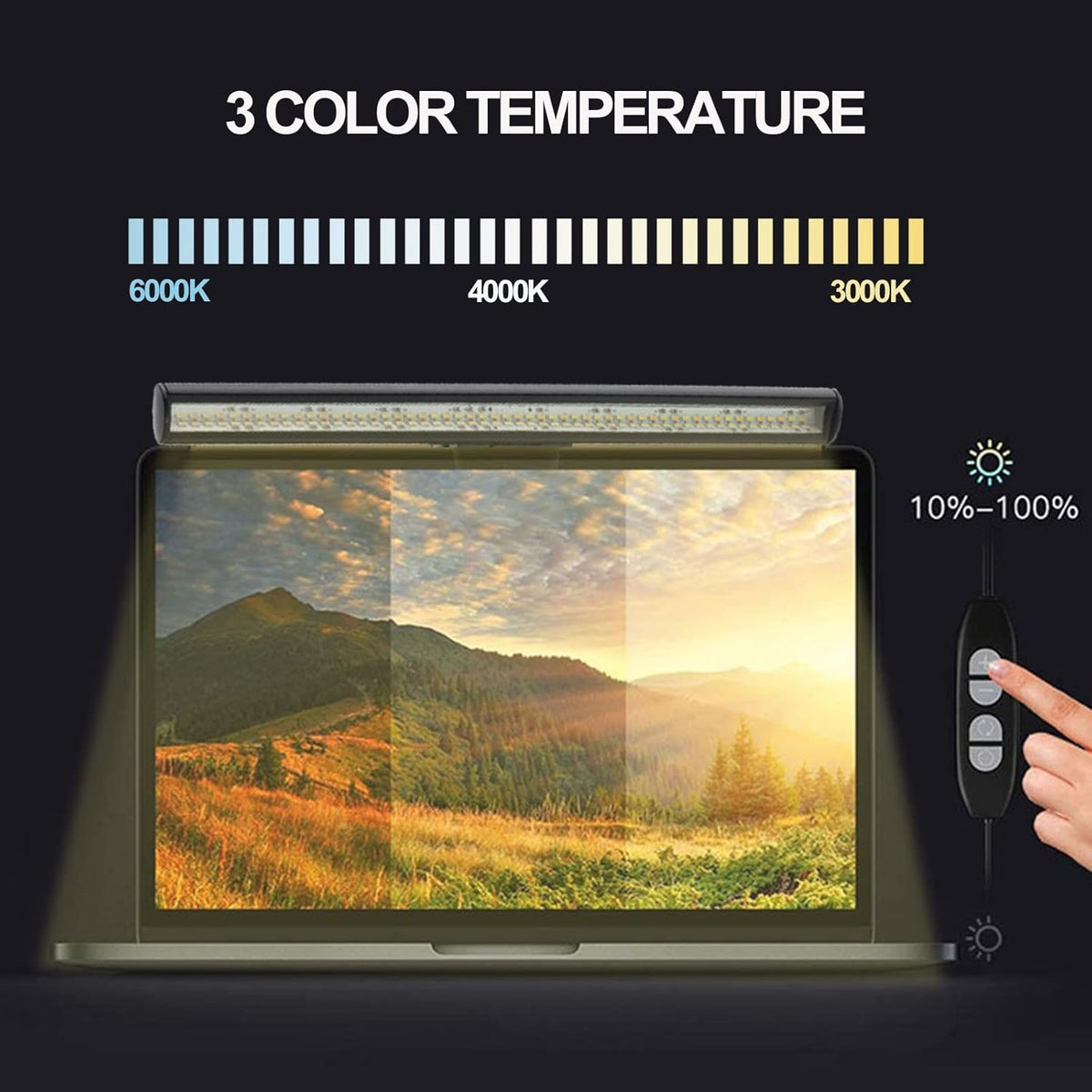 Laptop Monitor Light Bar Reading LED Laptop Keyboard 3 Color Temperature Modes USB Light LED Computer Monitor Light with USB Powered for Work and Office Eye Health Care Portable for Travel