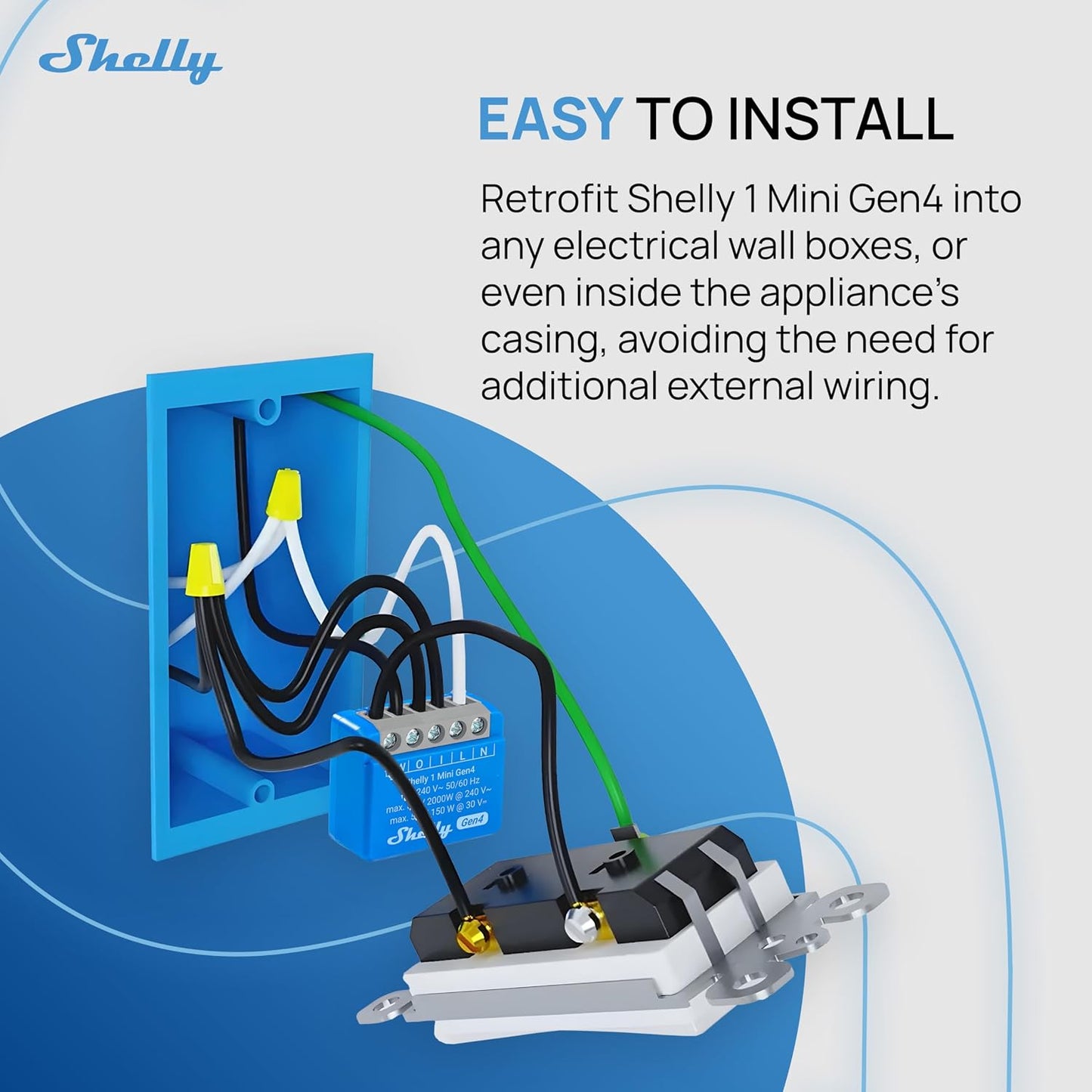 Shelly 1 Mini Gen4 | Wi-Fi, Zigbee & Matter Smart Relay Switch with Dry Contacts, 1-Channel 8A | Home Automation | Alexa, SmartThings, Google Home, Apple HomeKit Compatible | Garage Door Opener