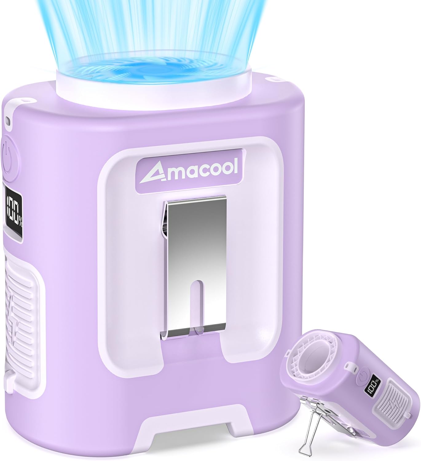 AMACOOL Portable Waist Fan Clip On, 10000mAh Wearable Shirt Fan with Light | MAX 40H Work Time, 16000RPM Powerful 5 Speeds Belt Fans Personal Cooling Fans, Gifts for Men Women Outdoor Jobsite Travel