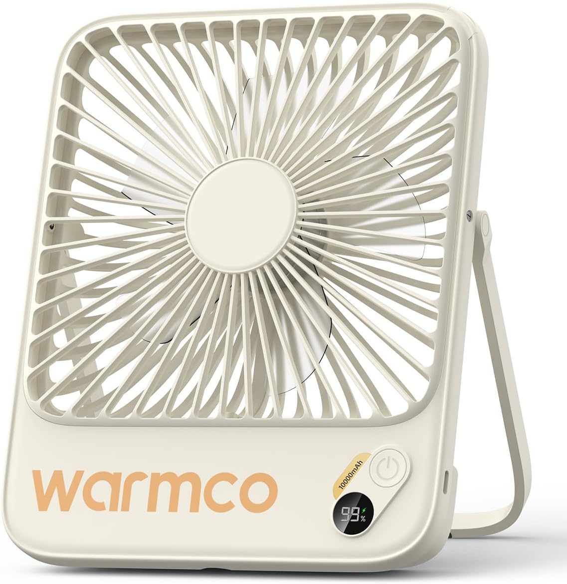 Warmco D3 Portable Travel Fan 10000mAh, Ultra-Slim, 24H Runtime | Quiet 7-Inch Rechargeable Desk Fan, Digital Display For Sleeping, Office, Bedroom & Cruise