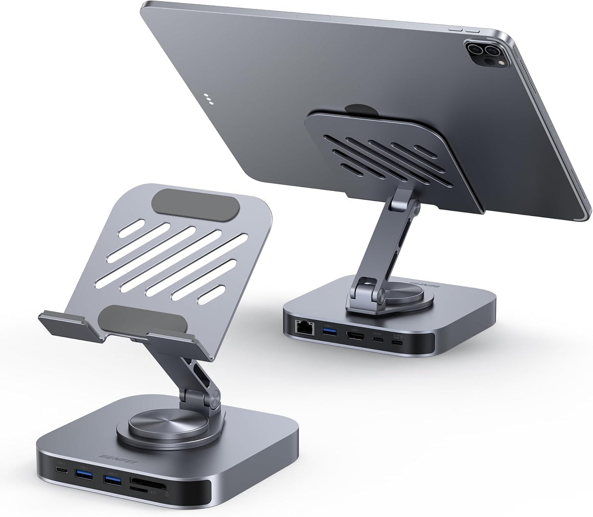 BENFEI USB C Hub Tablet Stand, 9-in-1 Foldable Rotating iPad Docking Station with 4K@60Hz HDMI, Ethernet, 1xUSB-C & 3X USB 3.0, 100W PD, SD/TF Card Reader for iPad Pro/Air/Mini