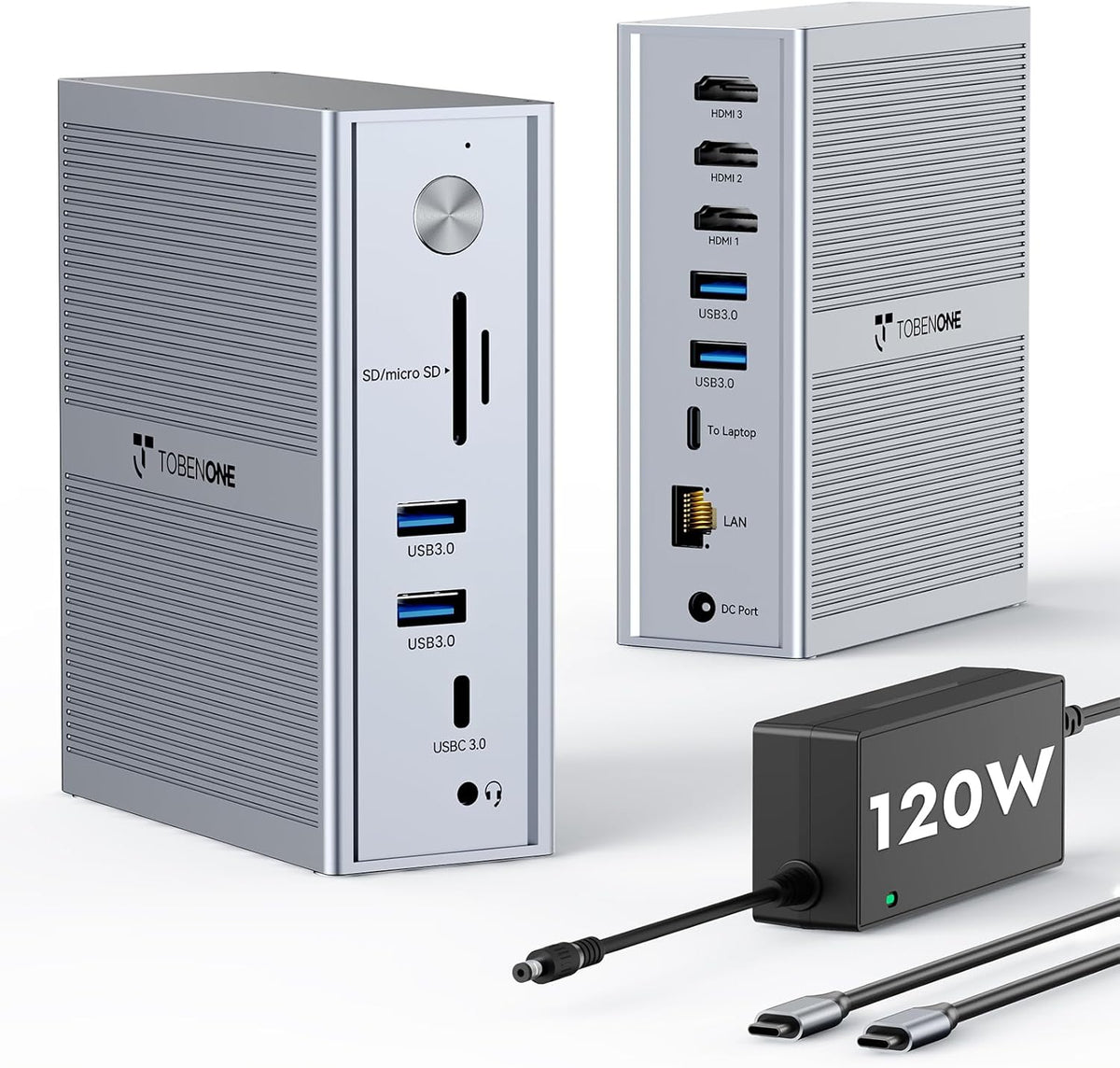 TobenONE USB C Laptop Docking Station 3 Monitors, Triple 4K DisplayLink