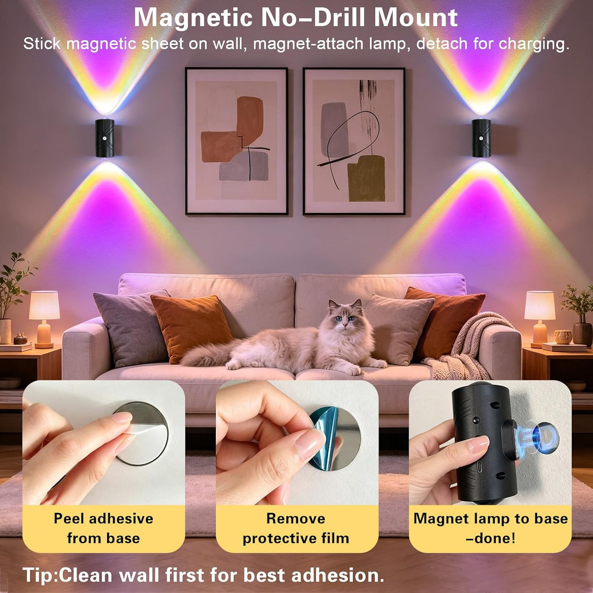 FlyonSea Rechargeable Motion Sensor Light Indoor, Wireless LED Wall Sconce
