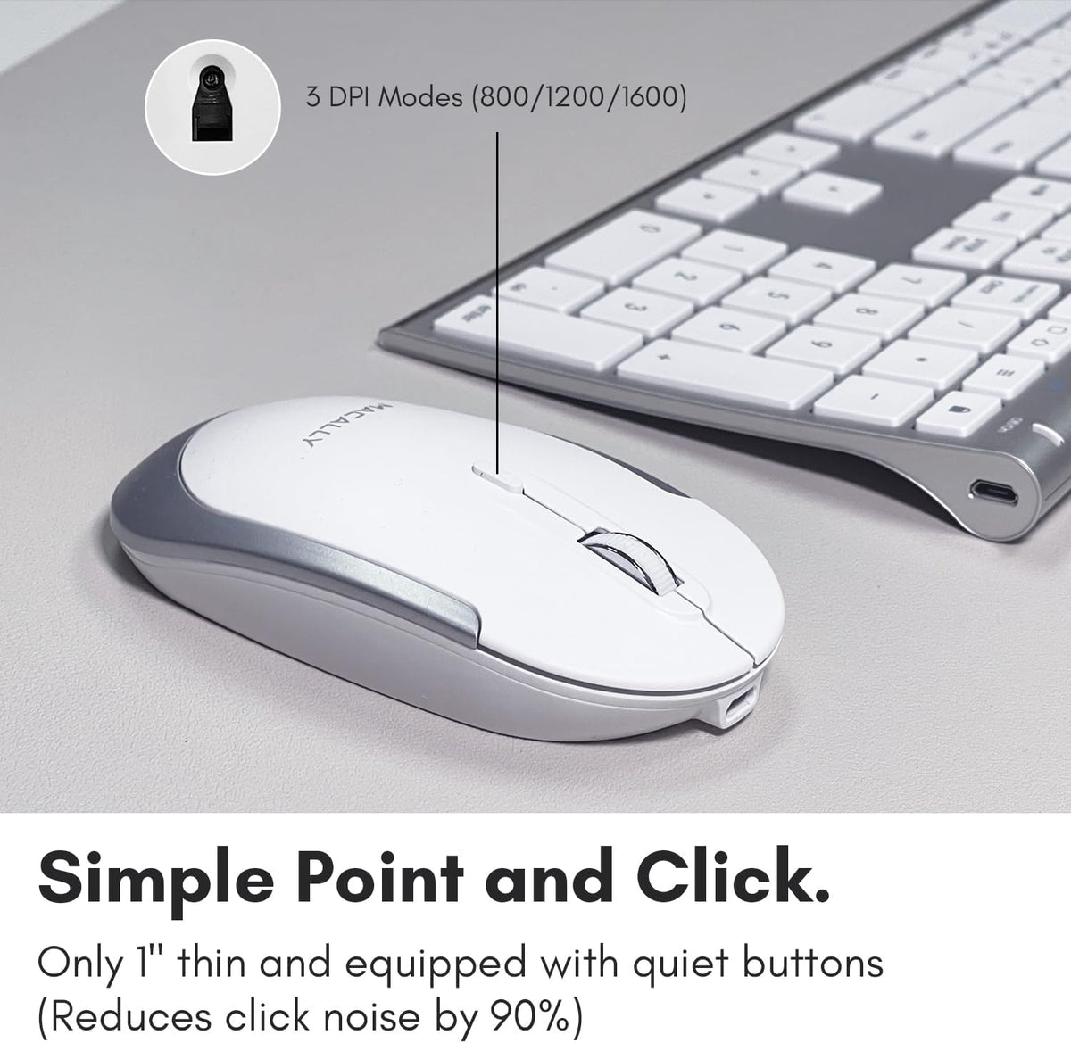 Macally Premium Bluetooth Keyboard and Mouse for Mac | Compatible Wireless Apple Keyboard and Mouse Combo (110 Keys Multi-Device Rechargeable) for MacBook Pro/Air and iMac