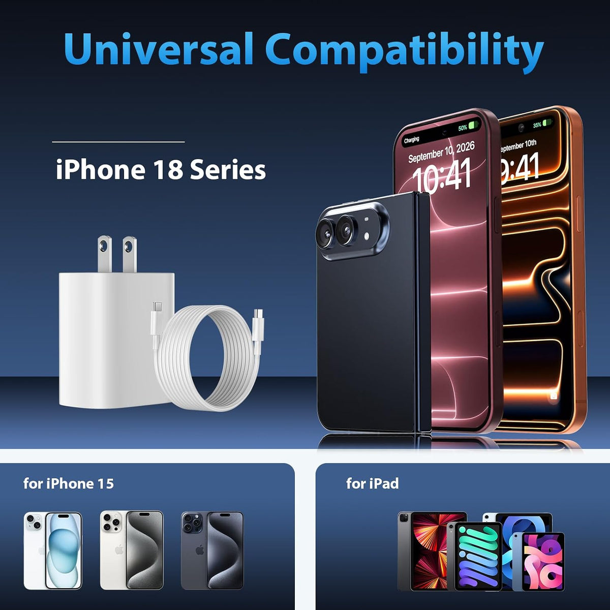 iPhone 18 17 16 Pro Max Charger Fast Charging 10 FT Long USB C Cable Cord