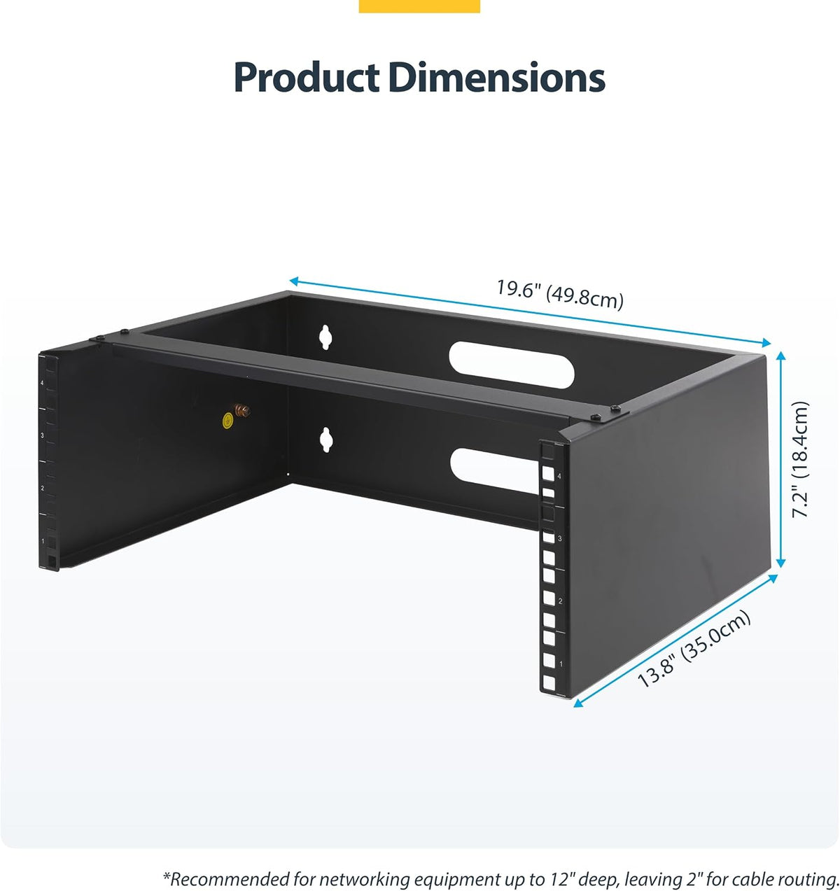 StarTech.com 4U Wall Mount Network Rack - 14 Inch Deep (Low Profile) - 19" Patch Panel Bracket for Shallow Server and IT Equipment, Network Switches - 44lbs/20kg Weight Capacity, Black (WALLMOUNT4)