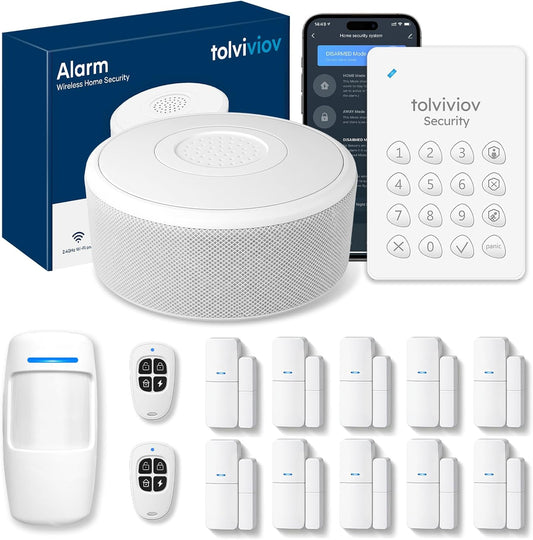 15-Piece WiFi Home Security System, DIY Wireless Alarm Kit, No Subscription | 120dB Loud Alarm, 8-Hour Backup Battery, Instant App Alerts, DIY Installation, No Monthly Fee, Expandable Home Protection