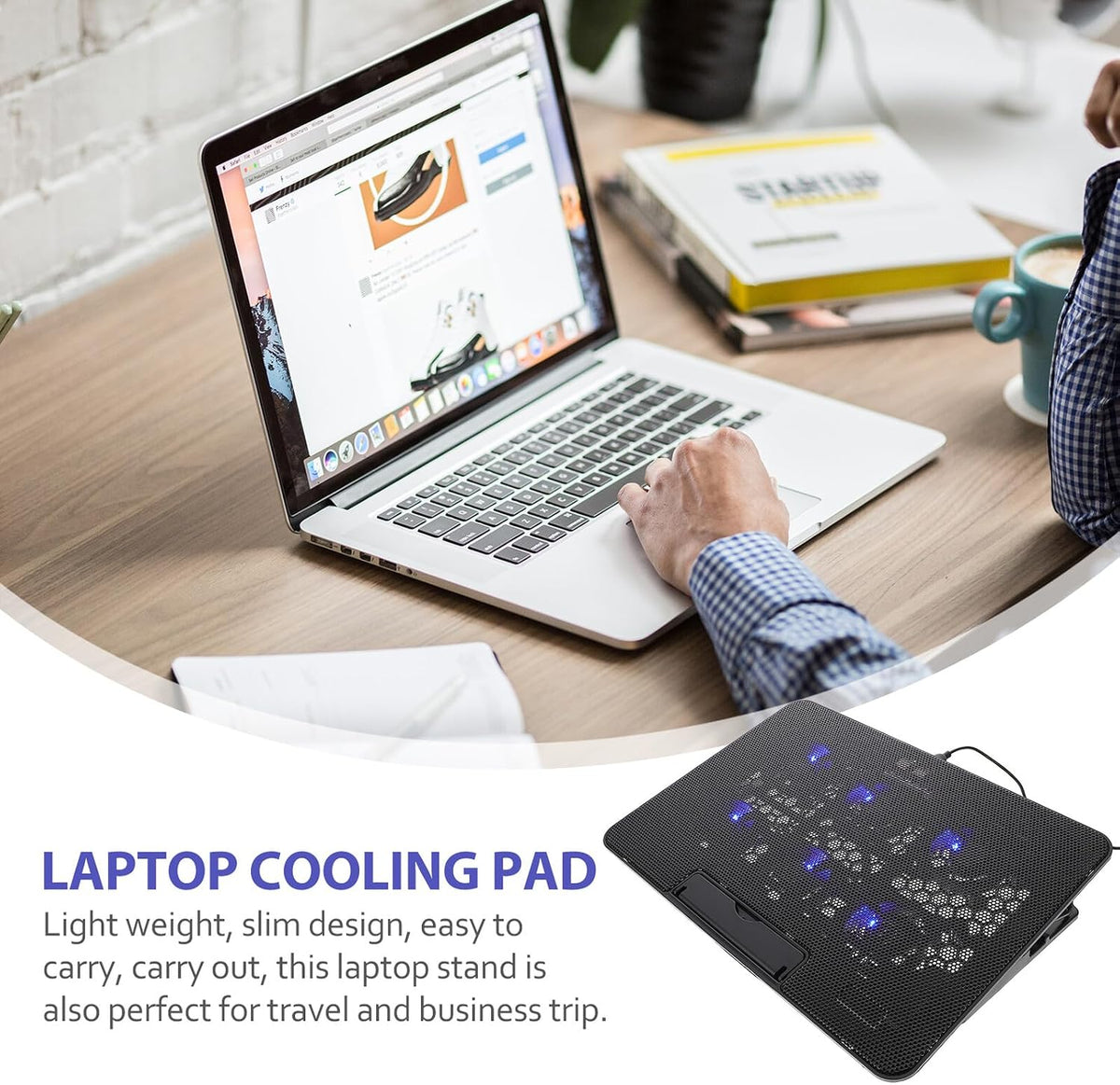 Kisangel Laptop Cooling Pad, 6 Fan Silent Cooler Stand for 15.6 in Notebook