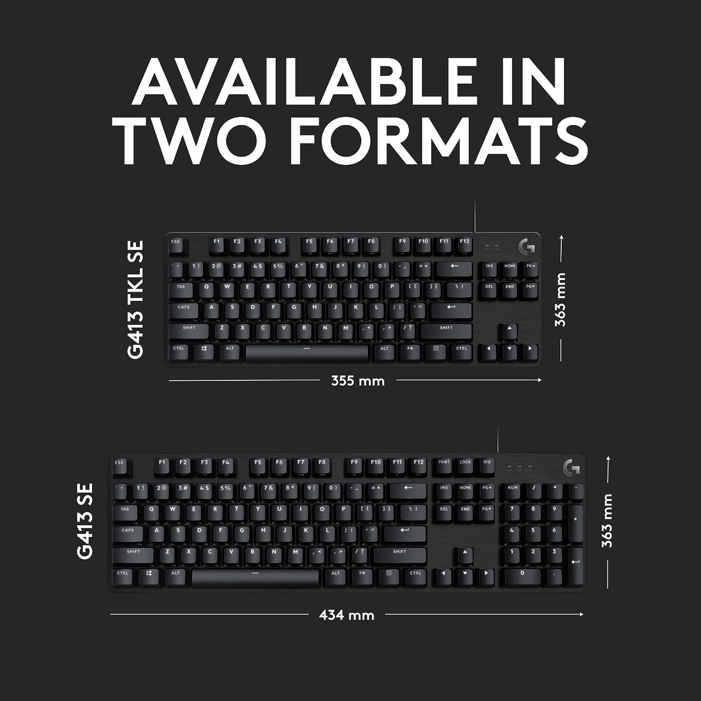 Logitech G413 SE Full-Size Mechanical Gaming Keyboard - Black | Backlit, anti-ghosting, compatible with Windows and macOS, aluminum material