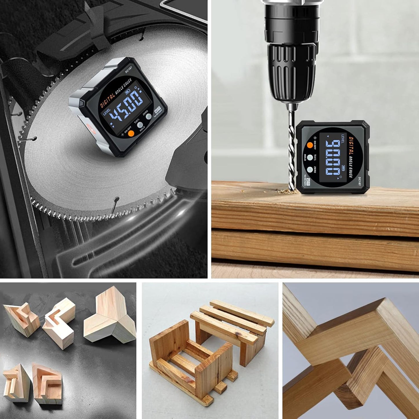 Digital Angle Finder & Gauge, Magnetic Dual Laser Inclinometer | 4-Side Strong Magnetic Protractor, Electronic Laser, Digital Level Cube, Table Saw Miter, Woodworking Measuring Tool, Hanging