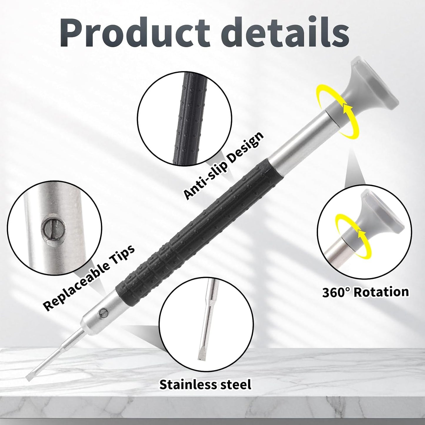 Watch Screwdriver Set with 9pcs Precision Slotted and Phillips，9pcs Different Sizes With 9 Extra Replace Blades Watchmaker Screwdriver Set for Watch/Eyeglass/Jewelry Repair