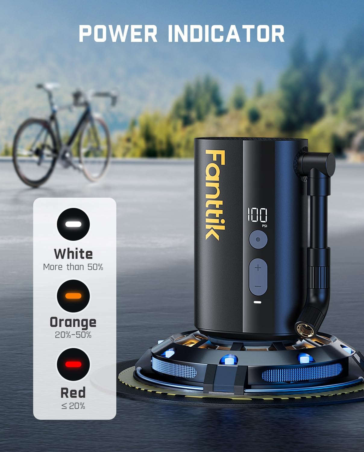 Fanttik X9 Ace Mini Electric Bike Pump, 150PSI, 32s Inflate, Auto Stop | Portable Air Pump with Presta and Schrader Valve, for Motorcycle/Road/E-Bike/MTB, Powerful Battery, 1 PSI accuracy