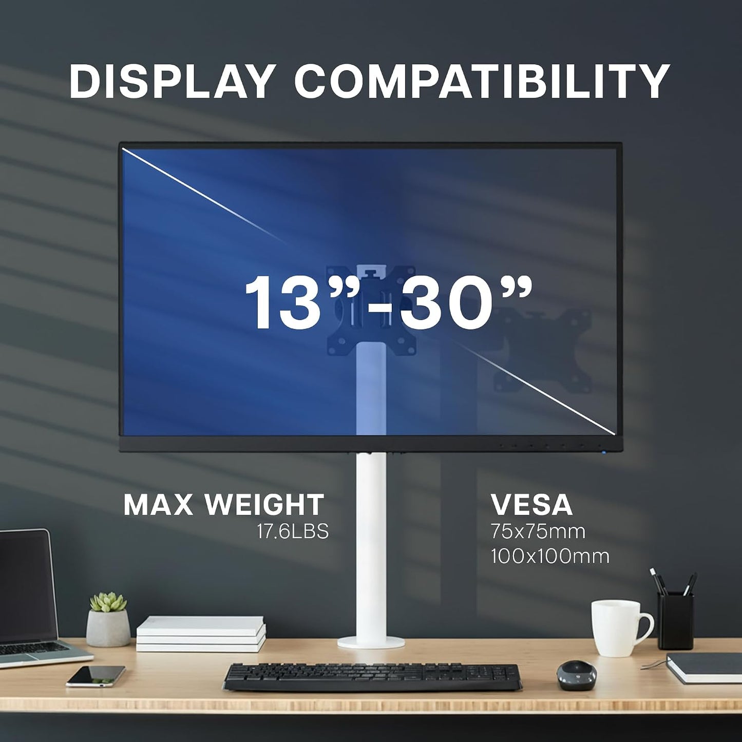 VIVO Steel Universal Bracket Pole Mount with Removable 75mm and 100mm VESA Plate, Fits up to 30 inch Screens, Black, MOUNT-POLE01 | Universal, Heavy Duty Steel Design, Full Motion VESA Monitor Mount, Removable 75mm and 100mm VESA Plate