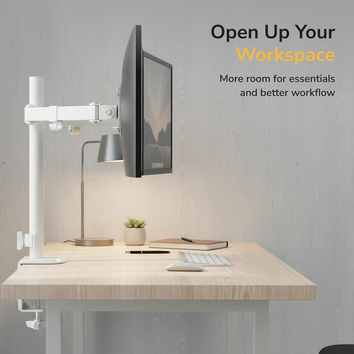 Mount-It Dual Monitor Mount for Desk, Full Motion White Steel 17-32 in | Desk Stand for 2 Monitors, 19.8 lbs per Arm, VESA 75x75 100x100, C-Clamp and Grommet, Cable Management, Height Adjustable