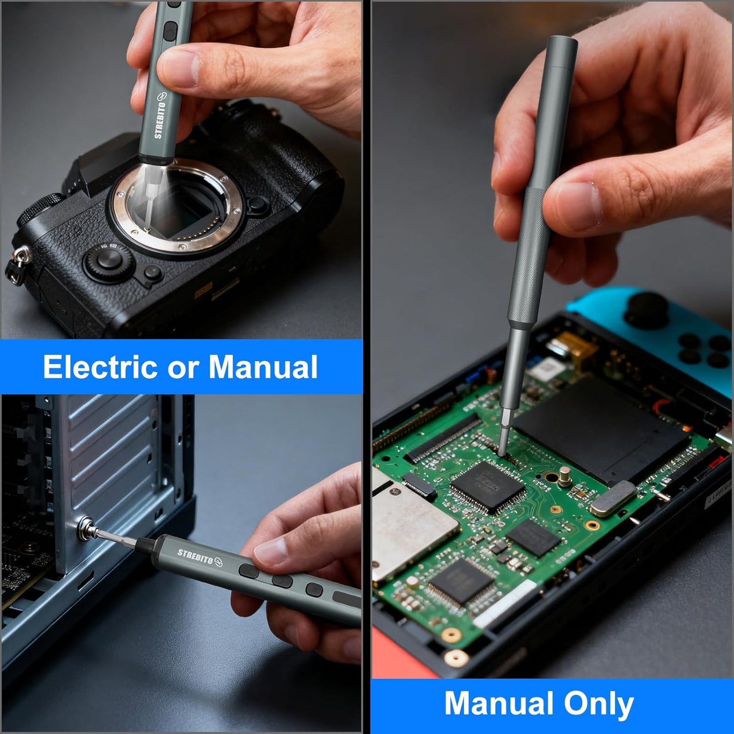 STREBITO Mini Electric Screwdriver, 67 in 1 Electric Screwdriver Kit | 50 S2 Preicison Bits, 5 Torque Settings, Organized Storage, Mini Power Screwdriver Rechargeable Tool Kit for PC Electronics