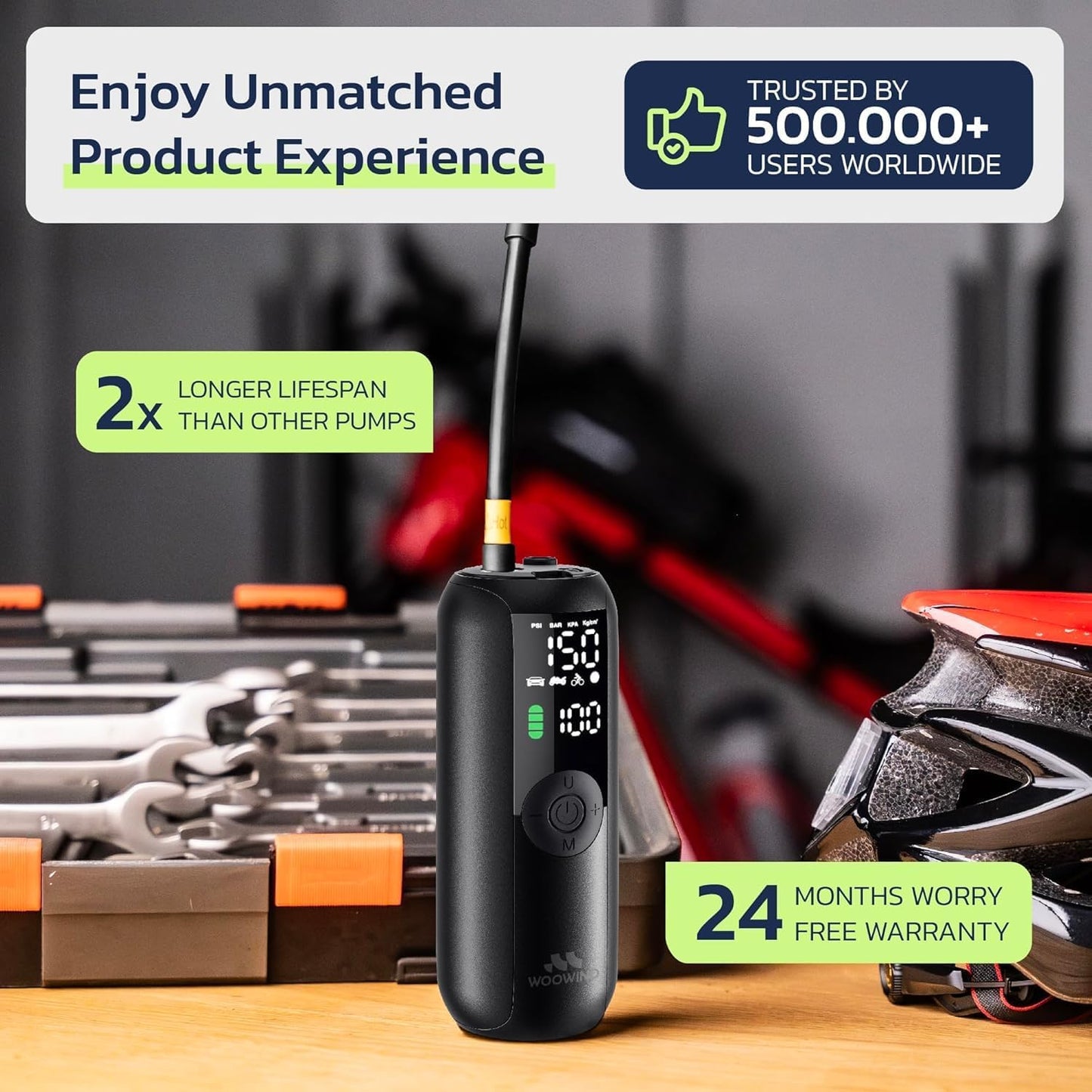 Bike Pump Portable Air Compressor for Cars & Bikes, 150 PSI | Tire Inflator For Car, 1 Minute Inflation, Air Pump For Car Tires, Auto Shut-Off, Digital Pressure Gauge