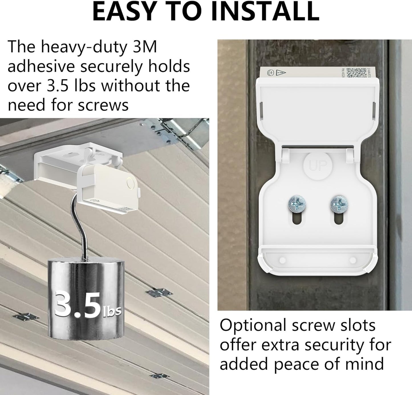 Garage Door Bracket for Ring Alarm Contact Sensor 2nd Gen – White Mount with Snap Clip & Screws – Secure Fit, Easy Install, Ring Compatible Accessory (1-Pack, Sensor Not Included)