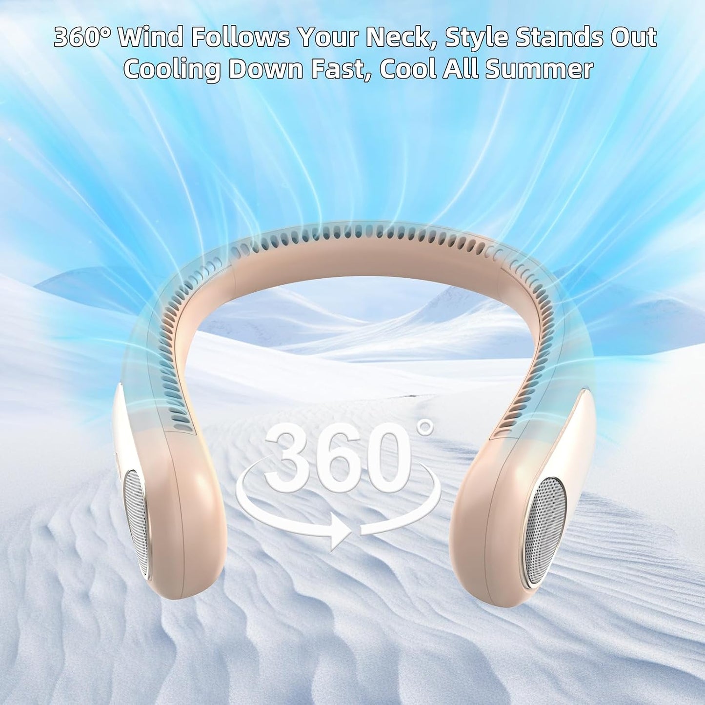 Portable Neck Fan, Personal Wearable Bladeless Fan for Outdoor Indoor, LED Display, 360° Cooling, 4-Speeds, 6000mAh USB Rechargeable, Birthday Gifts for Men Women Dad Mom (Brown)