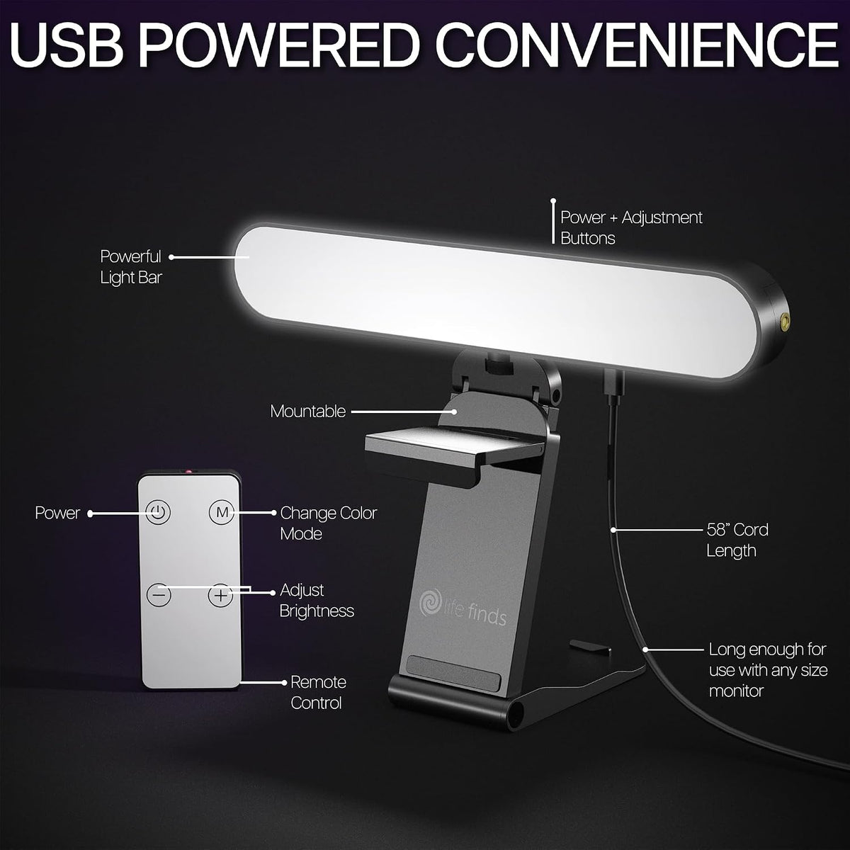 Life Finds Black Webcam Light for Streaming, LF-WL1