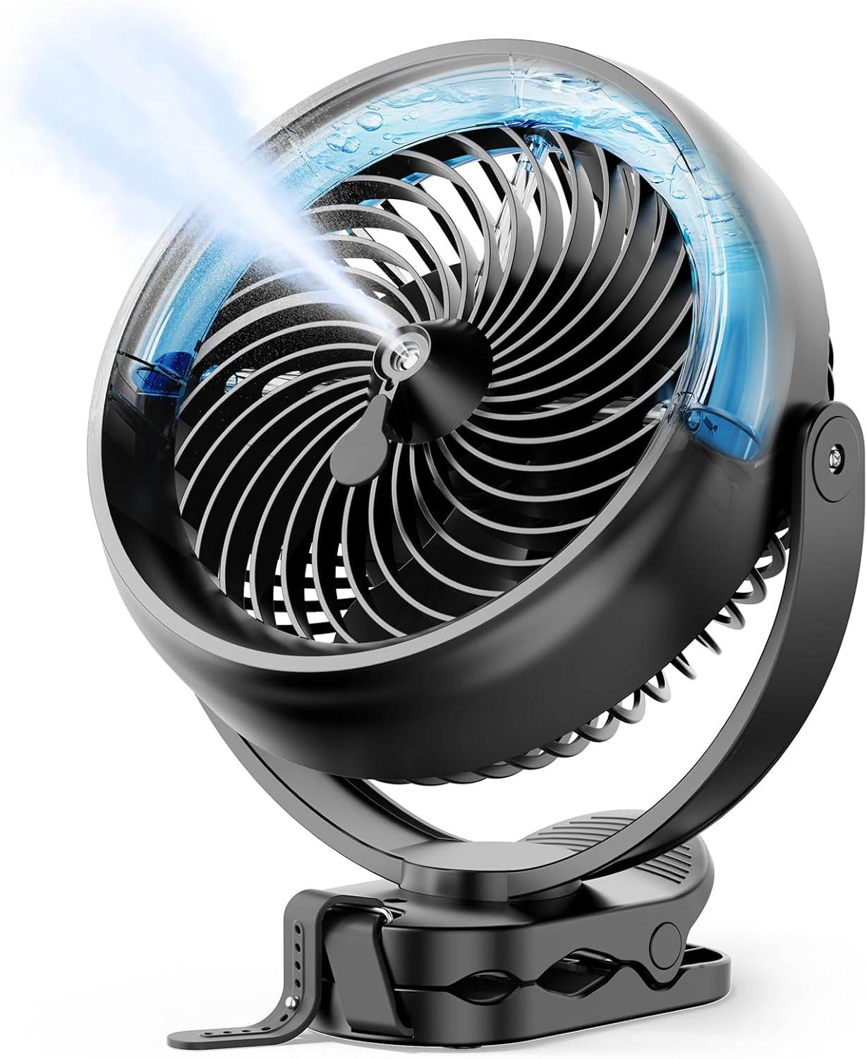 Koonie 8'' 10000mAh Battery Operated Misting Fan with Max. 48 Hrs Runtime | Portable Mist Desk Fan with Clip, 3 Speeds, 2 Spray Modes, 200ML Tank for Golf Cart Home Office Travel Camping Stroller