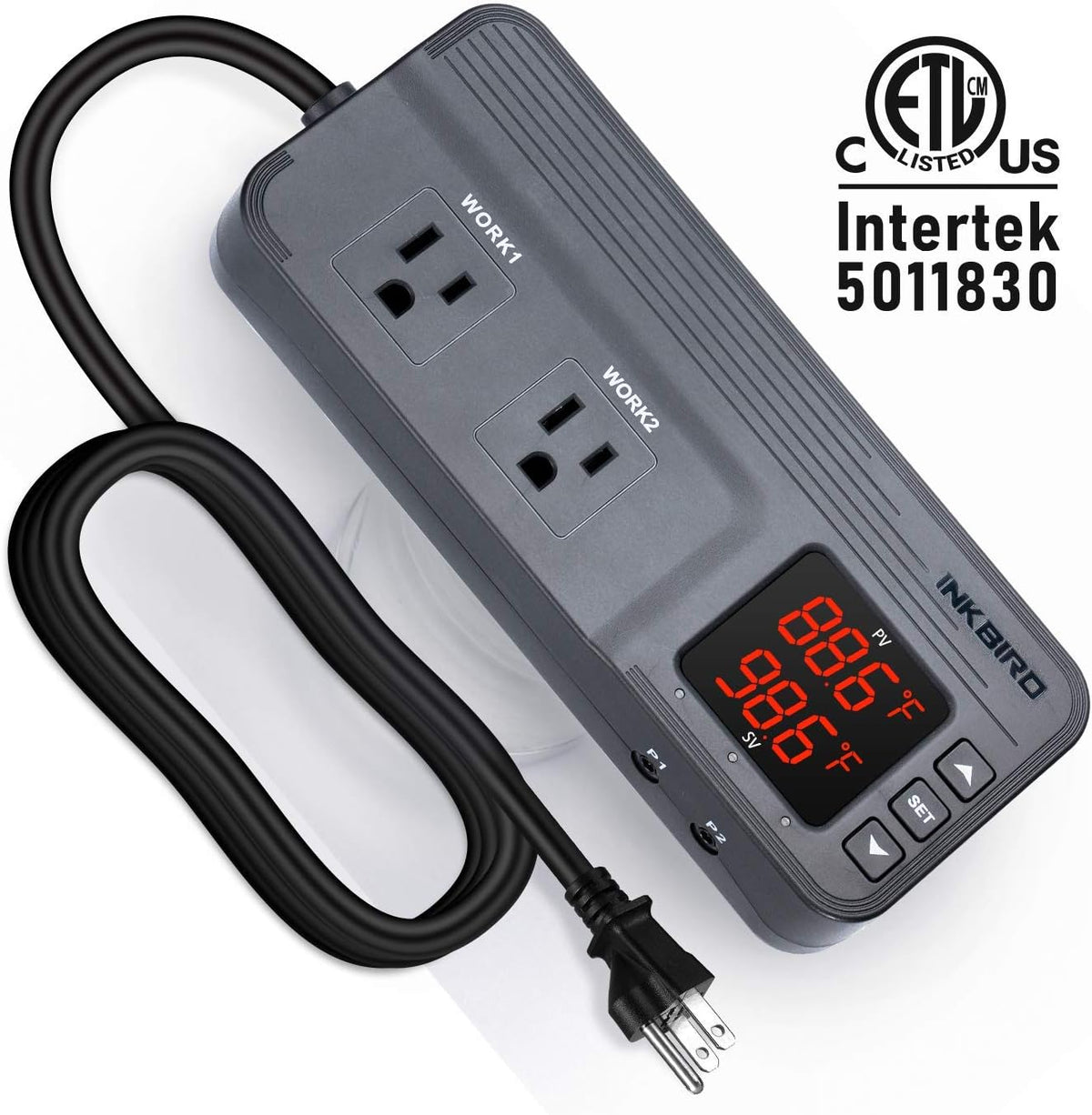 Inkbird Temperature and Humidity Controller ITC-608T Pre-Wired Dual Stage Thermostat 120VAC 15A 1800W ETL Listed Mushroom Greenhouse Homebrew