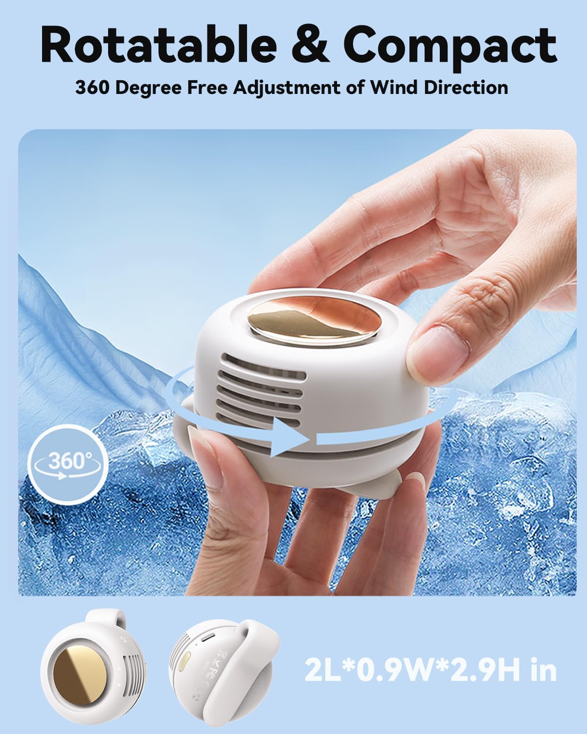 Portable Silent Mini Bladeless Fan Clip On, Small Fan Clip on for Shirt & Waist, Adjustable 3-Speed Suspended Whirlwind Fans, For Outdoor & Travel & Office, Travel Accessories, Gift