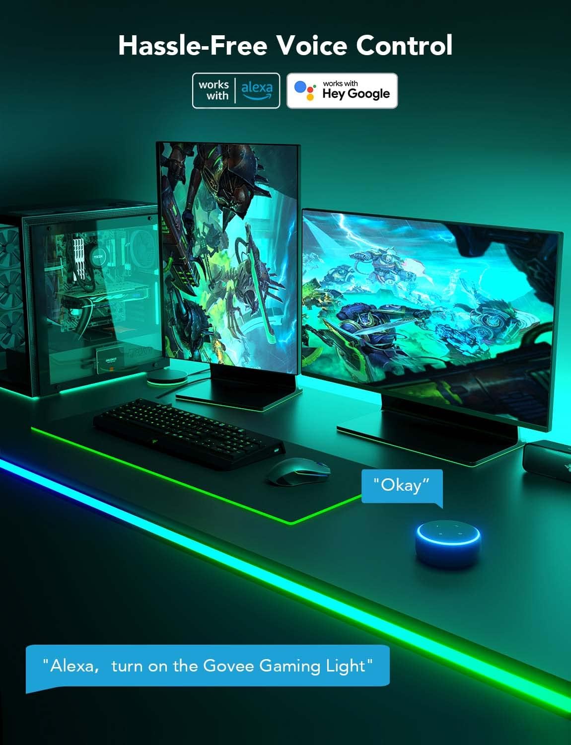 Govee RGBIC LED Neon Rope Lights, 10ft Gaming Lights for Gaming Desks