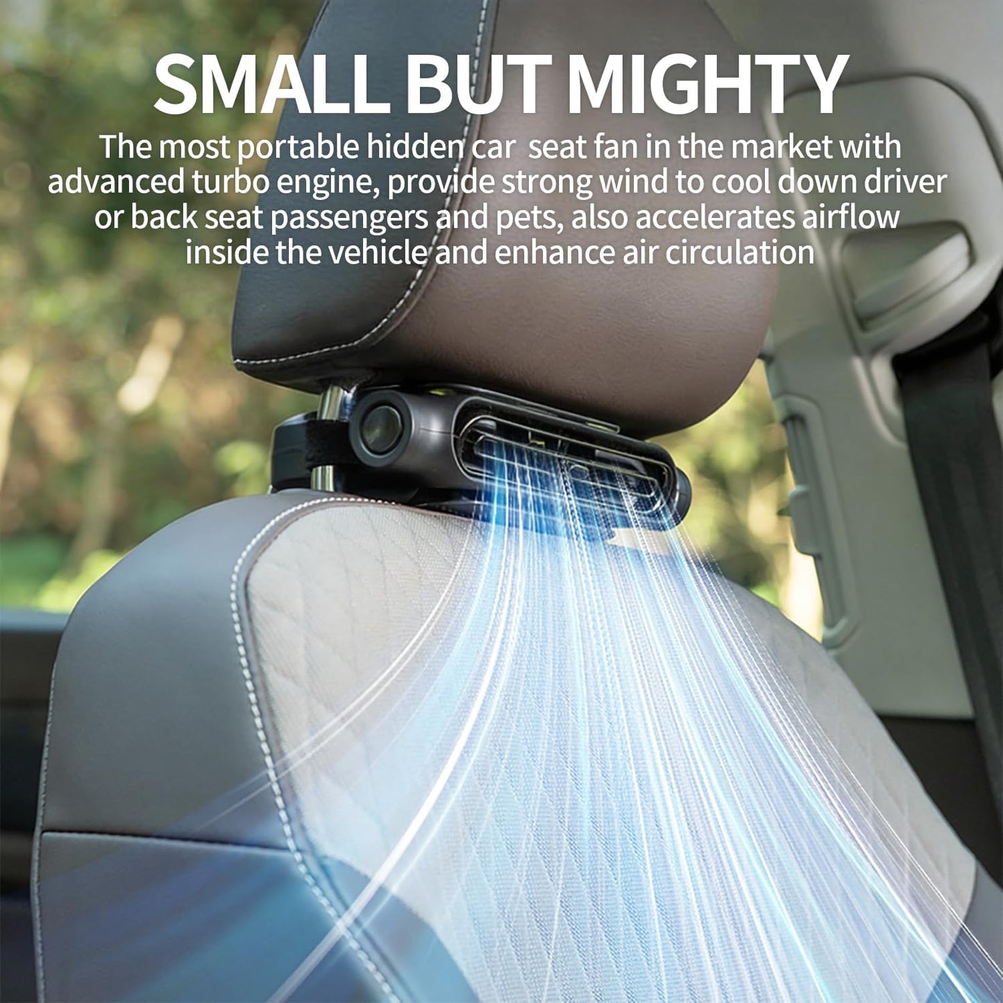 Car Seat Fan for Driver & Backseat - 2026 Upgraded Mini Portable USB Back Cooling Fan Kids Baby Quiet headrest Neck Fan Accessories with 3 Adjustable Wind Speeds for Almost Vehicle Jeep Van RV Truck