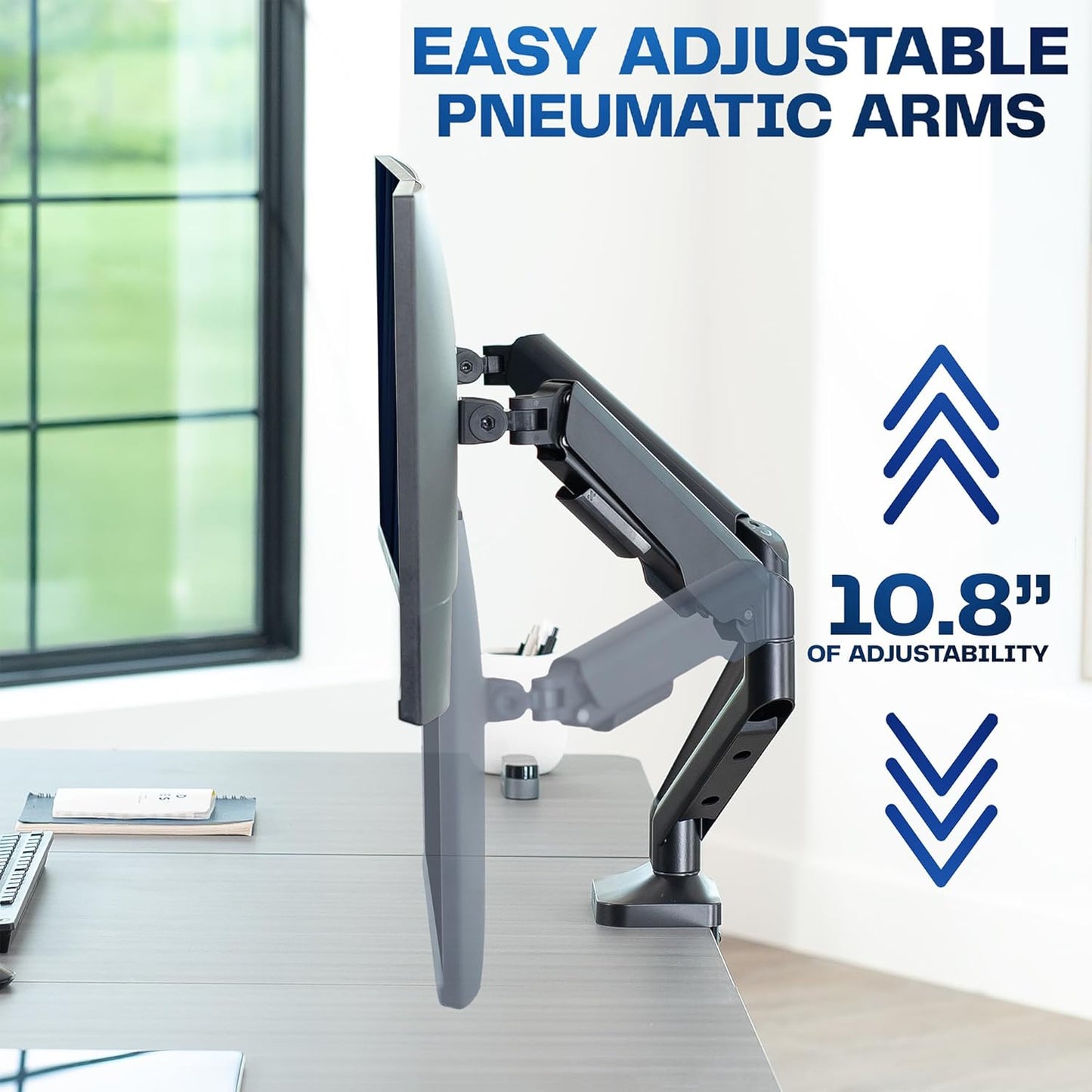 VIVO Dual Pneumatic Arm Ultra-Wide Monitor Mount for up to 35 inch Screens, Holds 26.4 lbs per Arm, Desk Mount Monitor Stand for 2 Ultrawides, Black, STAND-V200O